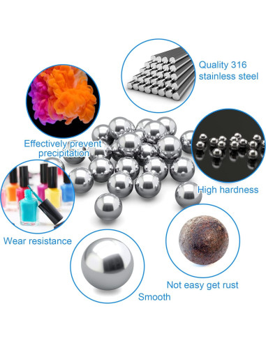 Bolas de Mezcla de Pintura PAGOW 100PCS 5.5mm Acero Inoxidable