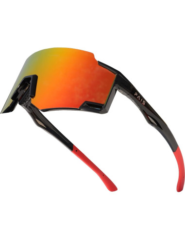 Gafas de Sol Deportivas UV400 TR90 Negras/Rojas para Actividades