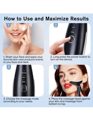 Masajeador Facial Portátil LATME AM-8003 con Calor y 3 Modos