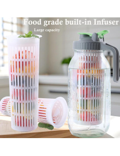 Jarra de vidrio Mason 2Qt GMCOZY con infusor y tapa hermética 2