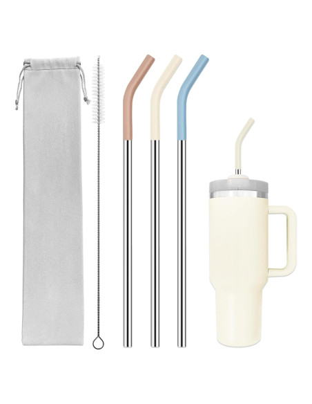 Juego de 3 Pajillas de Acero Inoxidable JINRICH 20 oz con Silicona Juego de 3 Pajillas de Acero Inoxidable JINRICH 20 oz con Silicona