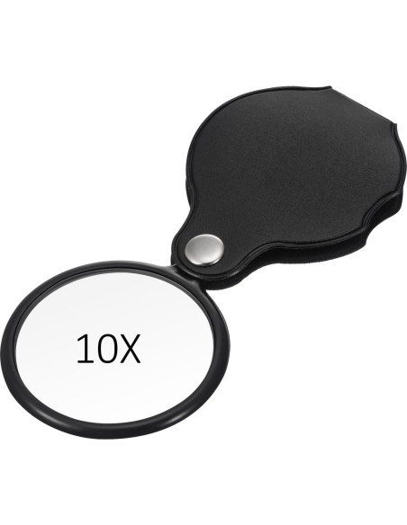 HESTYA Lupa Mini Plegable 10X - Paquete de 4 con Funda Negra HESTYA Lupa Mini Plegable 10X - Paquete de 4 con Funda Negra