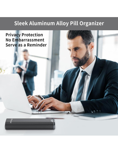 Organizador de Pastillas Semanal Serfeymi - Aluminio Negro 7 Días