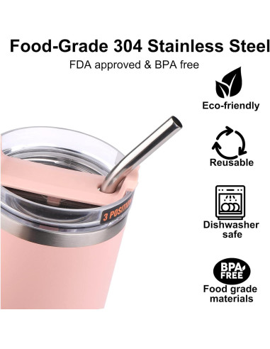 Popotes de Metal AIERSA 12" Reutilizables para Vaso Stanley 40oz