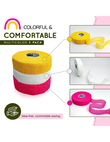 Cinta Dedal para Coser THIMTEC - Protector Ajustable Flamenco Neón - Paquete de 2 Cinta Dedal para Coser THIMTEC - Protector Ajustable Flamenco Neón - Paquete de 2