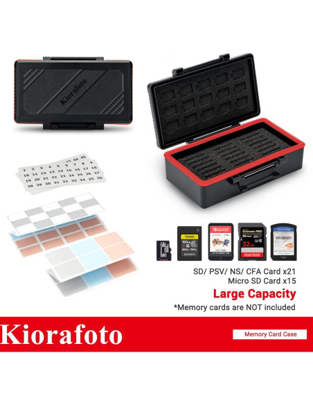 Estuche Organizador para 36 Tarjetas SD y 15 Micro SD Kiorafoto Estuche Organizador para 36 Tarjetas SD y 15 Micro SD Kiorafoto