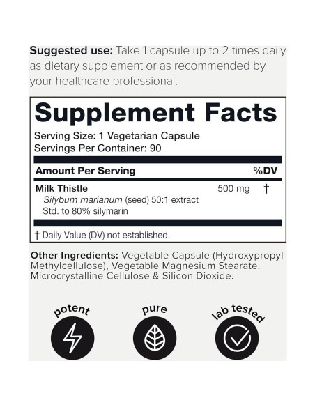 Cardo Mariano Toniiq 90 Cápsulas 500mg 80% Silimarina Cardo Mariano Toniiq 90 Cápsulas 500mg 80% Silimarina
