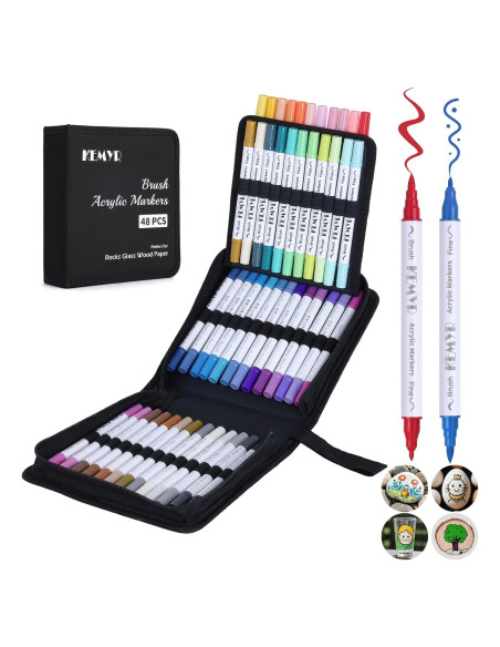 Marcadores de Pintura Acrílica KEMYR 48 Colores Doble Punta Marcadores de Pintura Acrílica KEMYR 48 Colores Doble Punta