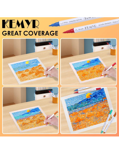 Marcadores de Pintura Acrílica KEMYR 48 Colores Doble Punta