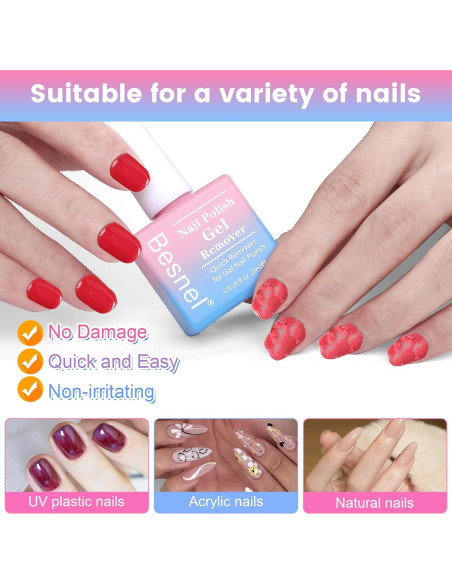 Removedor de Esmalte de Uñas en Gel BESNEL 15 ml Kit Profesional Removedor de Esmalte de Uñas en Gel BESNEL 15 ml Kit Profesional