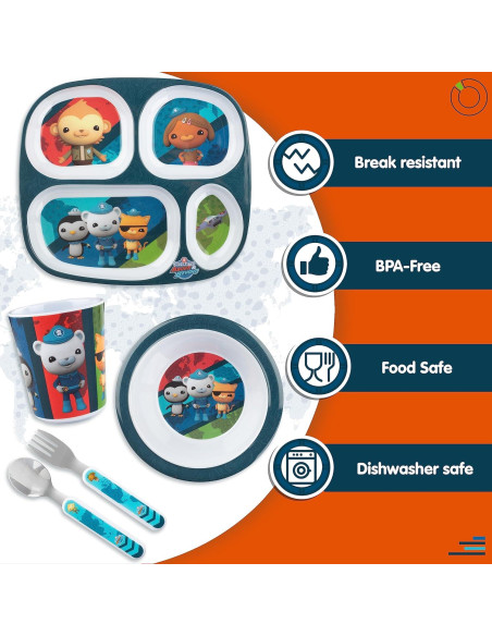 Juego de Comida Dividido Octonautas 5 Piezas - Azul Juego de Comida Dividido Octonautas 5 Piezas - Azul