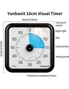 Temporizador Visual de Cuenta Regresiva Yunbaoit 16cm 60min 2