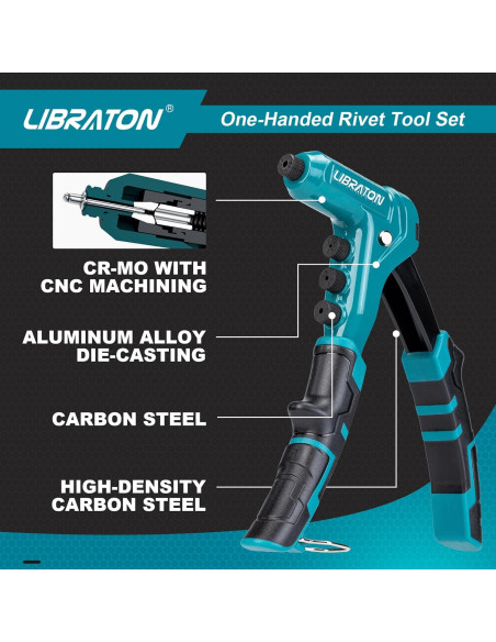 Pistola de Remaches Manual Libraton con 200 Remaches y 4 Brocas Pistola de Remaches Manual Libraton con 200 Remaches y 4 Brocas