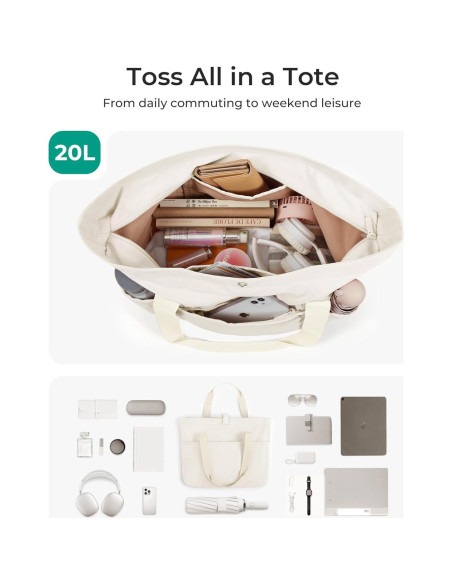 Bolsa Tote Plegable BAGSMART para Mujeres 42x15x36 cm Beige Bolsa Tote Plegable BAGSMART para Mujeres 42x15x36 cm Beige