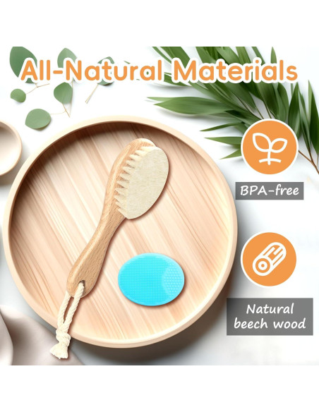 Conjunto de Cepillos para Bebé Madera y Silicona Verde Conjunto de Cepillos para Bebé Madera y Silicona Verde