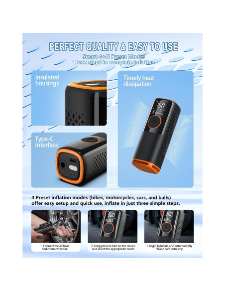 Compresor de Aire Portátil CalKoo YS001-P 15000mAh 160PSI Compresor de Aire Portátil CalKoo YS001-P 15000mAh 160PSI