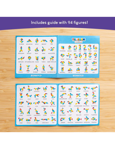 Paquete de 30 Rompecabezas Tangram de Madera para Niños Paquete de 30 Rompecabezas Tangram de Madera para Niños