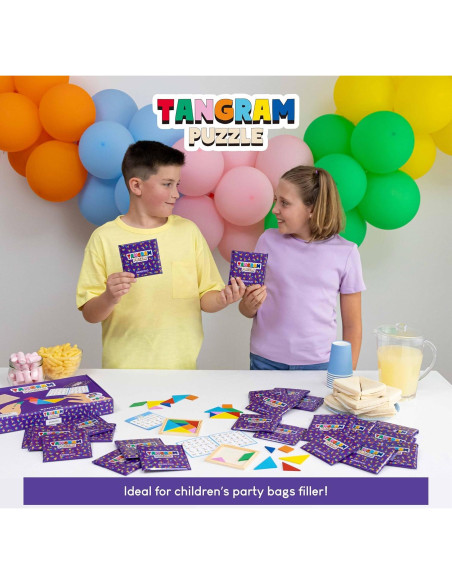 Paquete de 30 Rompecabezas Tangram de Madera para Niños Paquete de 30 Rompecabezas Tangram de Madera para Niños