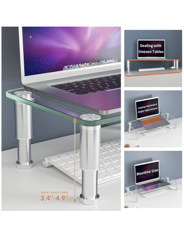 Soporte de Monitor HEMUDU HD01T-001 Altura Ajustable Vidrio Templado