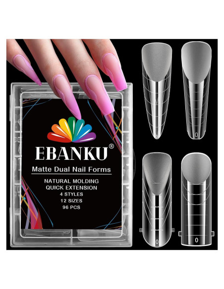 Kit de Moldes de Uñas Dual EBANKU 96 Piezas Transparentes Mate Kit de Moldes de Uñas Dual EBANKU 96 Piezas Transparentes Mate