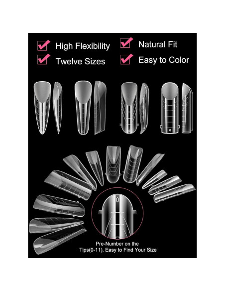 Kit de Moldes de Uñas Dual EBANKU 96 Piezas Transparentes Mate Kit de Moldes de Uñas Dual EBANKU 96 Piezas Transparentes Mate