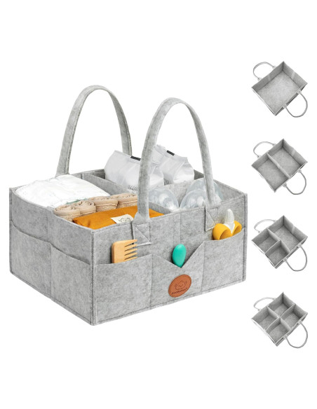 Organizador de Pañales KeaBabies Gris Clásico - Caddy Portátil Organizador de Pañales KeaBabies Gris Clásico - Caddy Portátil