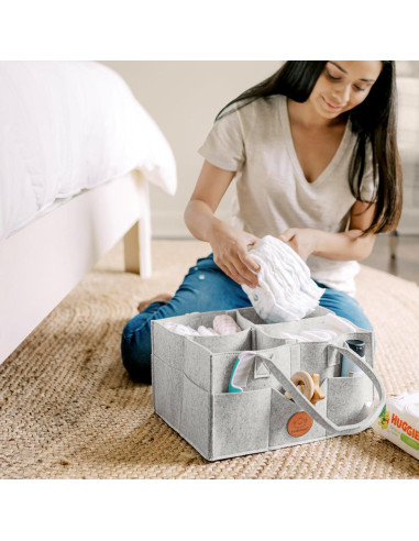 Organizador de Pañales KeaBabies Gris Clásico - Caddy Portátil