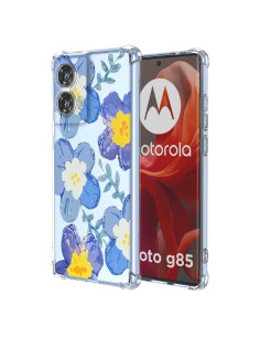 Funda TPU Floral Azul para Moto G85 5G - Protección Suave