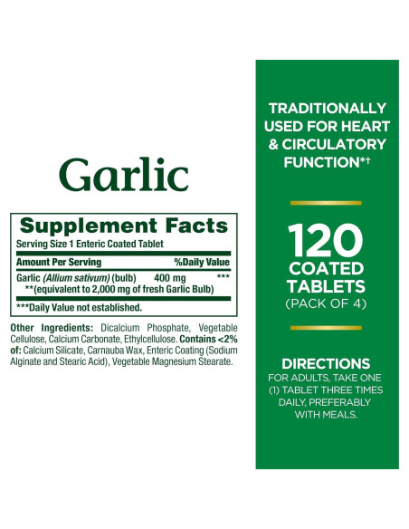 Suplemento Herbal Ajo Nature's Bounty 2000mg 120 Tab Suplemento Herbal Ajo Nature's Bounty 2000mg 120 Tab