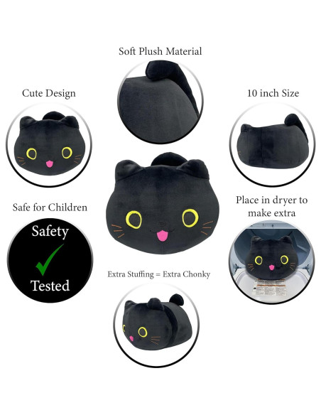 Peluche Gato Negro Pineapple 25.4 cm Suave y Kawaii Peluche Gato Negro Pineapple 25.4 cm Suave y Kawaii