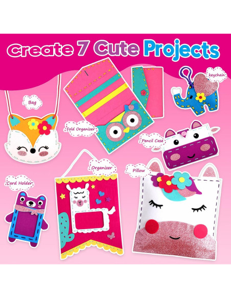 Kit de Costura para Niñas SparkleMe - 7 Proyectos DIY Coloridos Kit de Costura para Niñas SparkleMe - 7 Proyectos DIY Coloridos