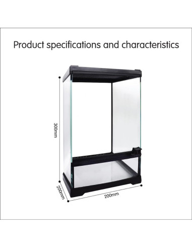 Mini Terrario de Vidrio Waazoorep 20.32x20.32x30.48cm para Reptiles