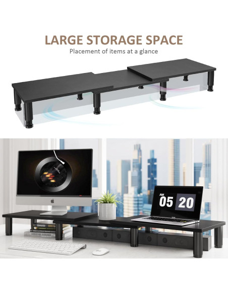 Soporte Doble para Monitor AX WABER Ajustable Negro 43.9x32.5cm Soporte Doble para Monitor AX WABER Ajustable Negro 43.9x32.5cm