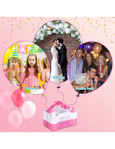 Bomba de Aire Eléctrica AGPtEK para Globos 600W Rosa y Blanca Bomba de Aire Eléctrica AGPtEK para Globos 600W Rosa y Blanca