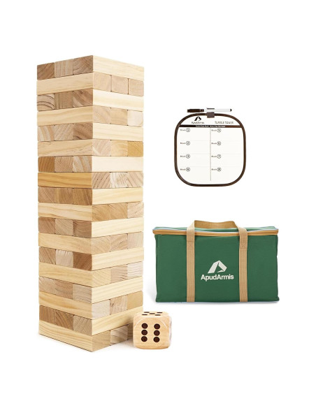 Juego de Torre de Caída Gigante ApudArmis 54 PCS Madera 4.2 pies Juego de Torre de Caída Gigante ApudArmis 54 PCS Madera 4.2 pies