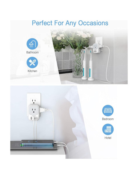 Cargador de Pared USB TESSAN 3 Puertos Carga Rápida Gris Cargador de Pared USB TESSAN 3 Puertos Carga Rápida Gris