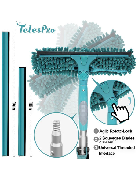 Limpiaparabrisas Telescópico TelesPro 12 Pies con Paños Microfibra Limpiaparabrisas Telescópico TelesPro 12 Pies con Paños Microfibra