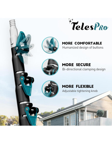 Limpiaparabrisas Telescópico TelesPro 12 Pies con Paños Microfibra