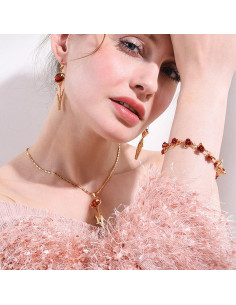 Pulsera de Rosa Roja U7 en Oro 18K para Mujeres 19CM 2