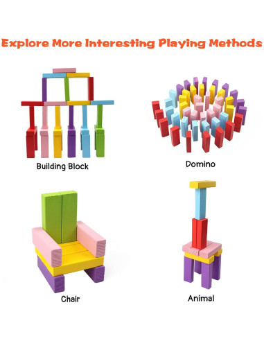 Juegos de Bloques Apilables de Madera Gentle Monster 54 Piezas