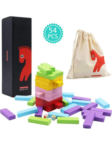 Juegos de Bloques Apilables de Madera Gentle Monster 54 Piezas