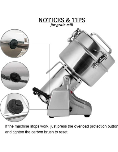 Molino de Grano Eléctrico BI-DTOOL 1000g Acero Inoxidable