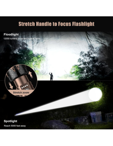 Linterna LED SKYFIRE 2000J 2000000lm Zoomable Impermeable