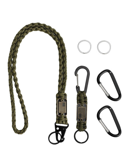 Llavero de Cuerda Paracord ELCJDZYO Verde Militar 2 Pcs Llavero de Cuerda Paracord ELCJDZYO Verde Militar 2 Pcs