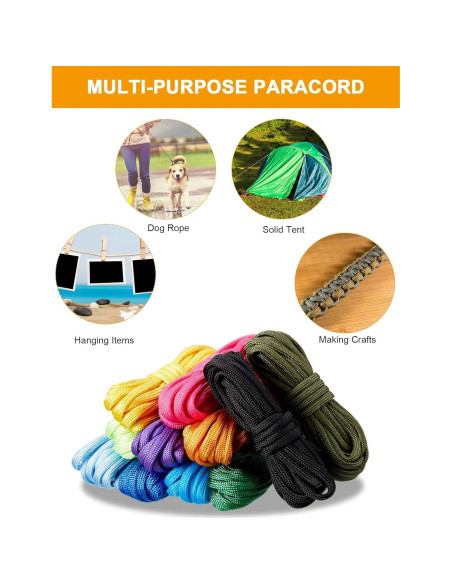 Kit 24 Cuerdas Paracord 550 Boao 3m Colorido para DIY Kit 24 Cuerdas Paracord 550 Boao 3m Colorido para DIY
