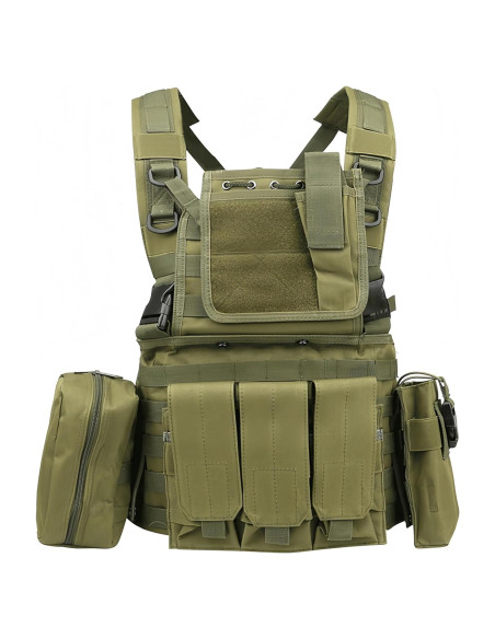 Chaleco Táctico Haverain Ajustable Verde para Caza y Entrenamiento Chaleco Táctico Haverain Ajustable Verde para Caza y Entrenamiento