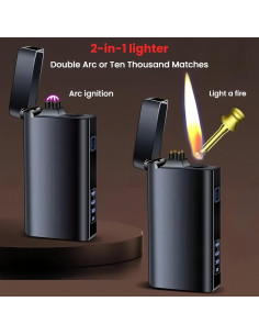 Encendedor Eléctrico Recargable NINSI Doble Arco y Cerilla 2 en 1 2