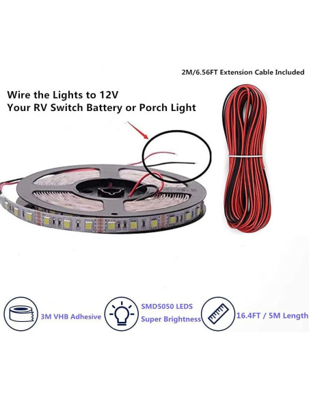 Luces LED de Toldo Azul 5m Lrimauix 12V Impermeables Luces LED de Toldo Azul 5m Lrimauix 12V Impermeables