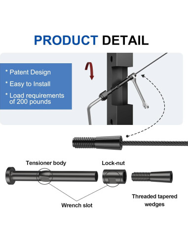 Kit de Barandilla de Cable Sin Swageless BLIKA 10 Piezas Negro