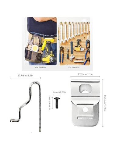 5 Clips de Cinturón Acero Inoxidable Dewalt N268241 20V